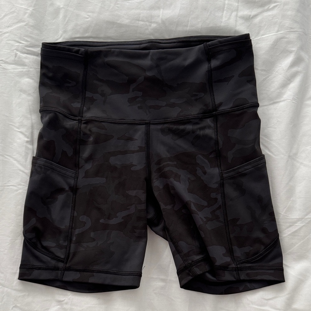lululemon athletica Black Camo Bike Shorts